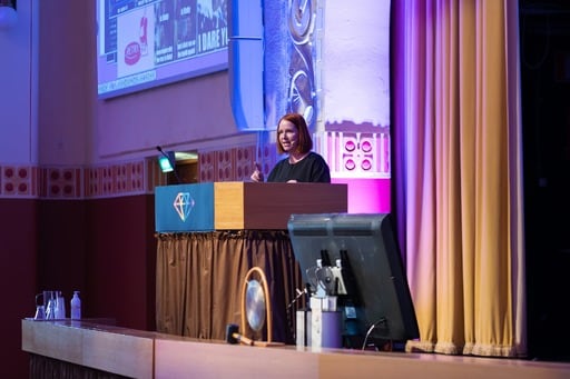 Mel Kaulfuss presenting her talk