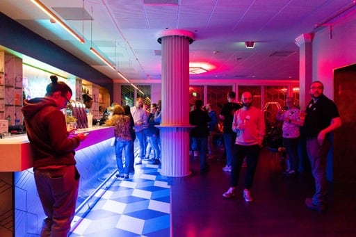 The bar at the conference party